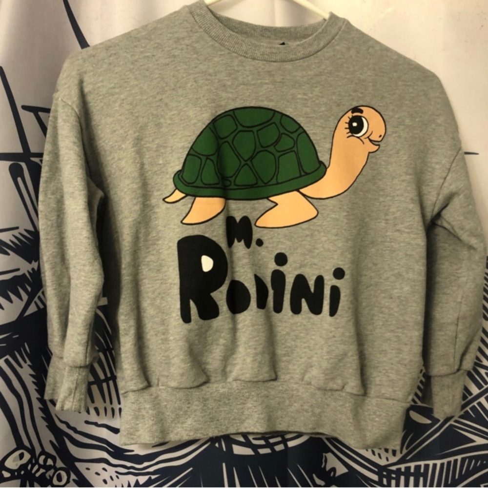 Mini Rodini Gray and Green Turtle Sweatshirt 128/134